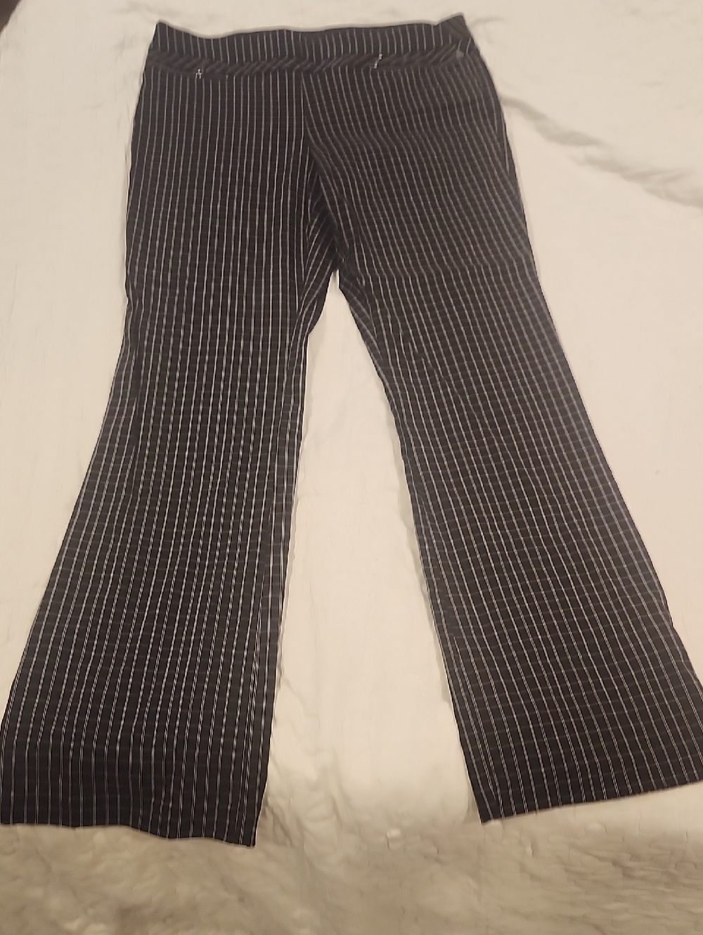 Violets And Roses Women’s Black Pinstripe Flared Trousers